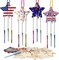 Patriotic 3D Star Wind Chimes Craft Kit for Kids – DIY American Flag Wooden Decor for 4th of July, Memorial Day, Veterans Day – Indoor & Outdoor Independence Day Activity